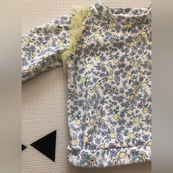 Nicole Miller|Baby girl ditsy floral white crewneck sweater with lace detail• - Picture 3 of 6